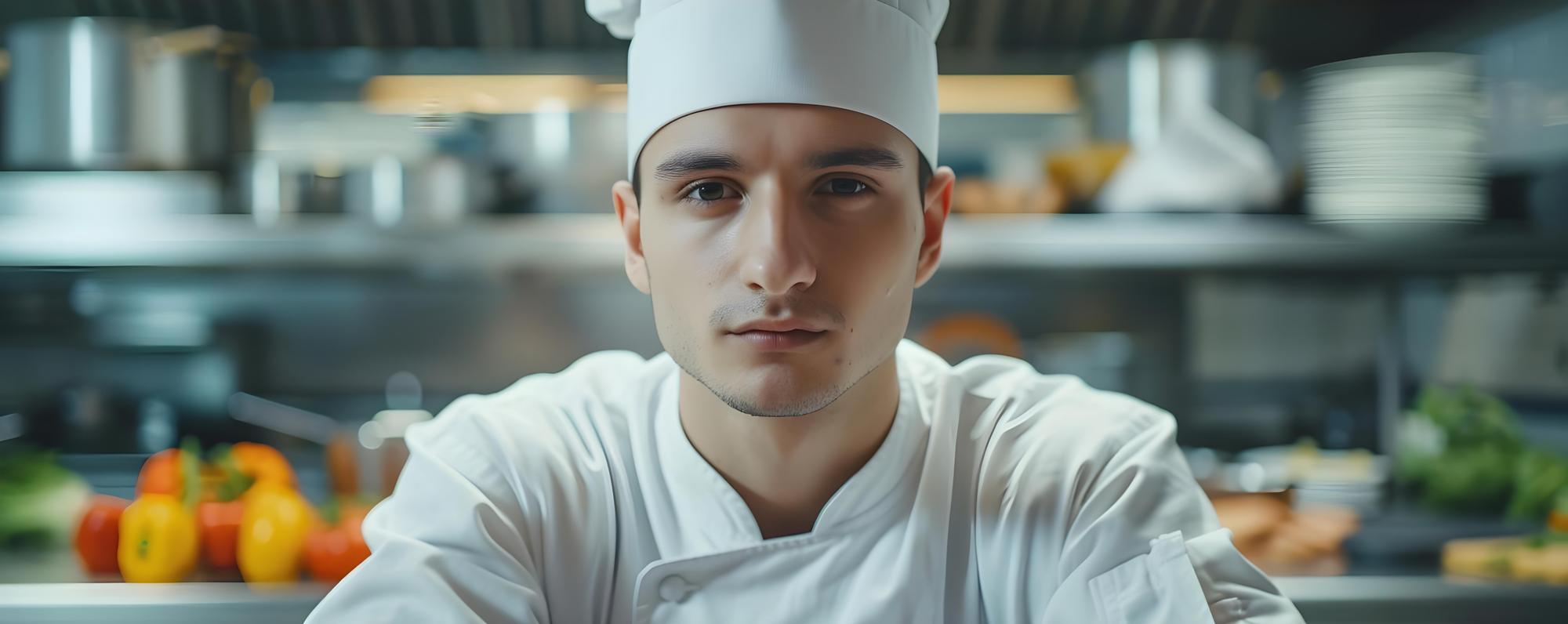 Head chef portrait in modern kitchen